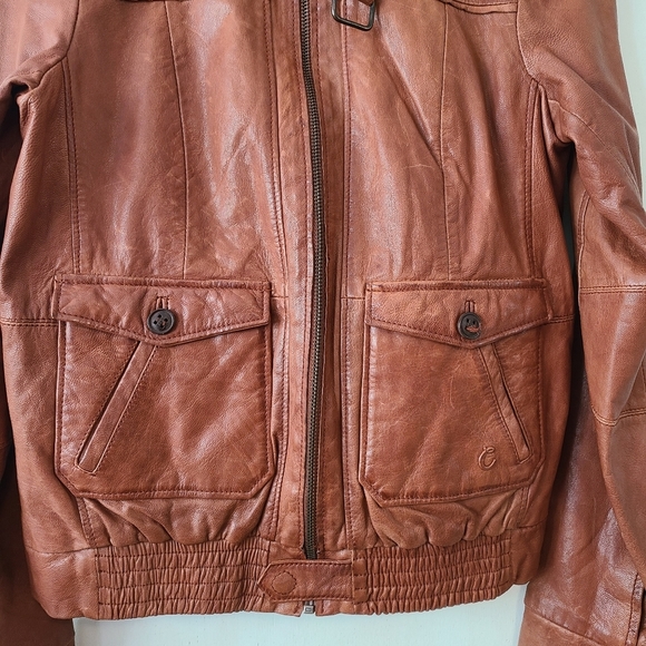 CAMPUS Vintage Genuine Leather Brown Jacket size XS - Picture 3 of 8